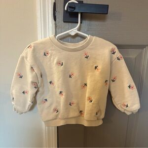 Zara Girls Sweatshirt 18-24 Months Embroidered Flowers